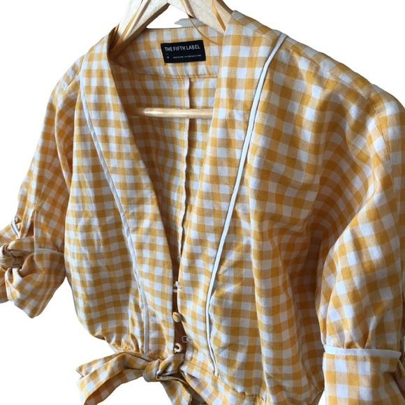 The Fifth Label Womens Idyllic Gingham Tie Front Crop Top - Picture 4 of 16